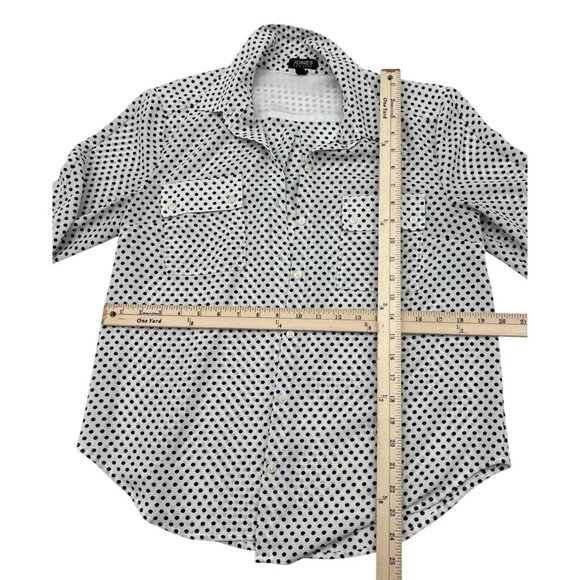 Jones New York Womens Black & White Polka Dot Button-Up Blouse Size M - Picture 4 of 5